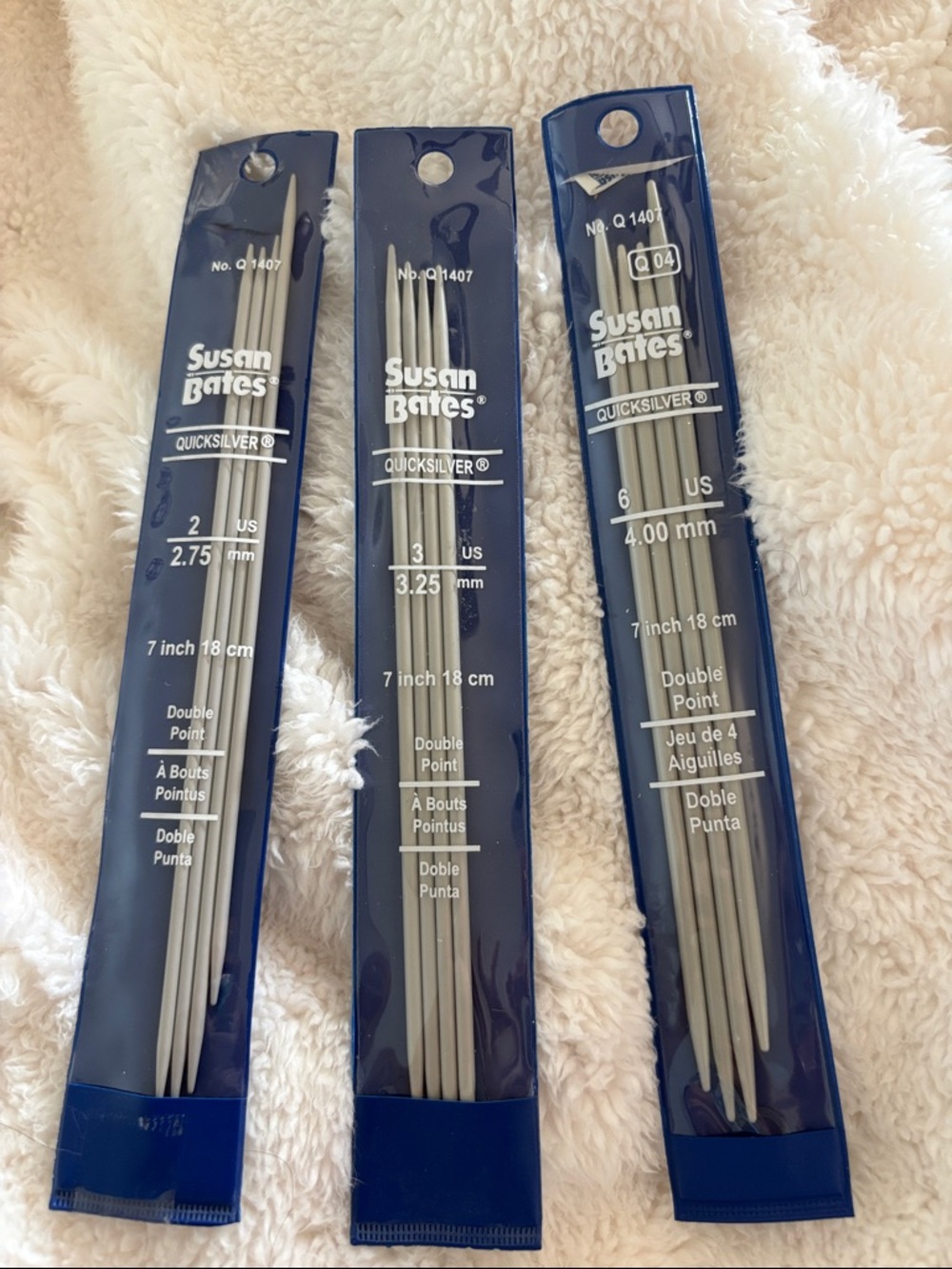 Susan Bates Quicksilver Double Point Knitting Needles - Silver